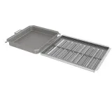 Kombi-Set 3-teilig Edelstahlpfanne + Edelstahlrost + Flammabdeckung für Gastrobräter 6-flammig