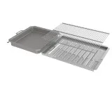 Kombi-Set 3-teilig Edelstahlpfanne + Edelstahlrost + Flammabdeckung für Gastrobräter 6-flammig