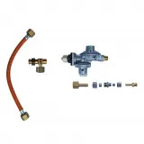 Gas Gewerberegler Set 50mbar mit 2 Flaschenanschlussgarnitur und Anschlussadapter 4,0kg/h