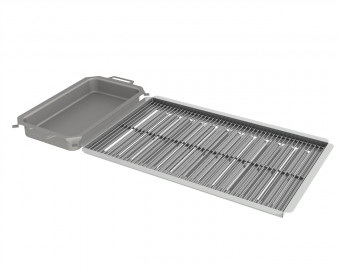 Kombi-Set 3-teilig Pfanne + Edelstahlrost + Flammabdeckung für Gastrobräter 6-flammig Kombi-Set 3-teilig Pfanne + Edelstahlrost + Flammabdeckung für Gastrobräter 6-flammig