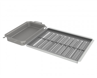 Kombi-Set 3-teilig Pfanne + Edelstahlrost + Flammabdeckung für Gastrobräter 5-flammig Kombi-Set 3-teilig Pfanne + Edelstahlrost + Flammabdeckung für Gastrobräter 5-flammig