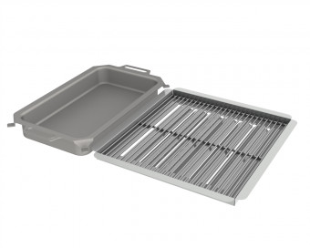Kombi-Set 3-teilig Edelstahlpfanne + Edelstahlrost + Flammabdeckung für Gastrobräter 4-flammig Kombi-Set 3-teilig Edelstahlpfanne + Edelstahlrost + Flammabdeckung für Gastrobräter 4-flammig