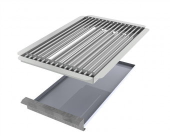 Nachrüstset 2-teilig V2A Rost Einzelstäbe Flammabdeckung+Fettwanne Nachrüstset 2-teilig V2A Rost Einzelstäbe Flammabdeckung+Fettwanne
