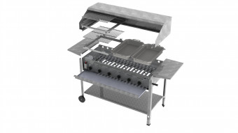 Lavastein Pfannen Grill Kombi 6-flammig 27 KW 2+1+1