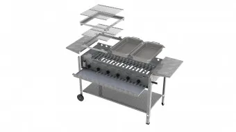 Lavastein Pfannen Grill Kombi 6-flammig 27 KW 2+1+1