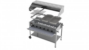 Lavastein Pfannen Grill Kombi 6-flammig 27 KW 2+1+1