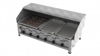 Lavastein Pfannen Grill Kombi 6-flammig 27 KW 2+1+1