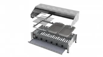 Lavastein Pfannen Grill Kombi 6-flammig 27 KW 2+1+1
