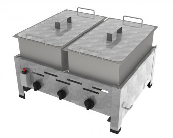 DROSS (KF) Gasbräter-Kombi 3-flammig 2 x 150mm tiefe Stahlpfanne