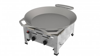 Hockerkocher ChattenGlut HK3000E 2-flammig 9 KW mit Ø 65 cm Eisengusspfanne Hockerkocher ChattenGlut HK3000E 2-flammig 9 KW mit Ø 65 cm Eisengusspfanne
