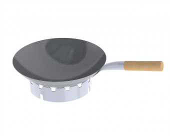 Nachrüstset Stahl-WOK Ø 36 cm mit Holzgriff und Edelstahl WOK-Ring Nachrüstset Stahl-WOK Ø 36 cm mit Holzgriff und Edelstahl WOK-Ring