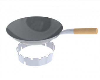 Nachrüstset Stahl-WOK Ø 36 cm mit Holzgriff und Edelstahl WOK-Ring